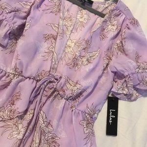 Floral Blouse, Low-Cut w/tie front.